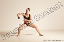 Underwear Martial art Woman White Moving poses Average long colored Dynamic poses Academic